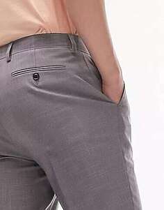 Серые узкие эластичные брюки Topman