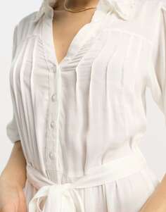 Белое платье-рубашка макси с вышивкой River Island