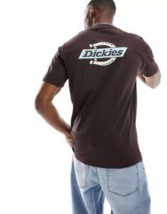 Коричневая футболка с принтом на спине Dickies