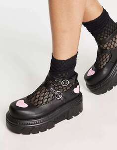 Коренастый черный цвет Мэри Джейн KOI A Warriors Heart Koi Footwear