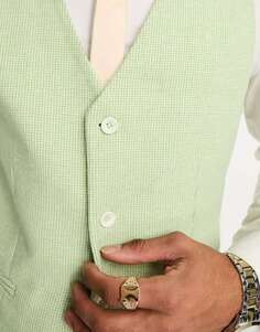 Супероблегающий жилет из смесовой шерсти ASOS Wedding темно-зеленого цвета