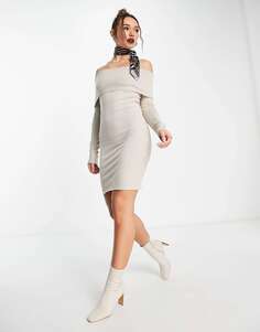 Бежевое мини-платье с открытыми плечами NA-KD x Rianne Meijer