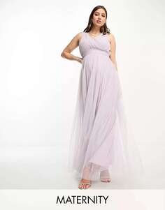 Beauut Maternity Bridal платье макси из тюля с бантом на спине сиреневого цвета