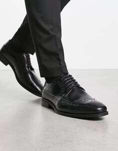 Черные кожаные броги с точеным носком Thomas Crick