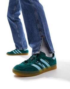 Зеленые и синие кроссовки adidas Originals Gazelle Indoor с резиновой подошвой