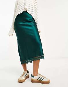 Бирюзово-зеленая юбка миди Wednesday&apos;s Girl с кружевной отделкой