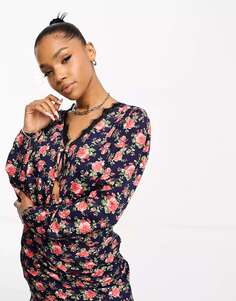 Wednesday&apos;s Girl винтажная разноцветная блузка с кружевной отделкой и завязками в винтажном стиле