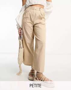 Бежевые льняные широкие брюки на пуговицах Vila Petite