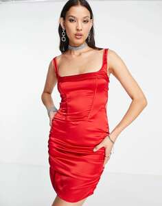 Красное корсетное мини-платье с вырезом Public Desire