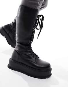 Черные длинные ботинки на платформе KOI Valinor Koi Footwear
