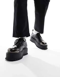 Черные туфли на шнуровке на платформе KOI с металлическим носком Koi Footwear