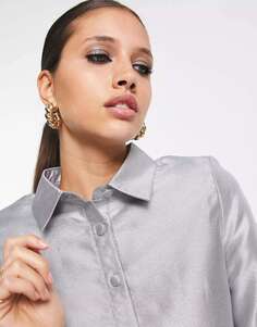 Укороченная рубашка приталенного кроя Extro &amp; Vert с серебряными блестками