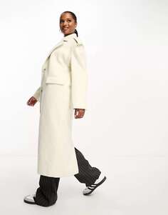 Эксклюзивное длинное шерстяное пальто 4th &amp; Reckless кремового цвета