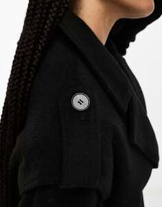 Эксклюзивное длинное шерстяное пальто 4th &amp; Reckless черного цвета
