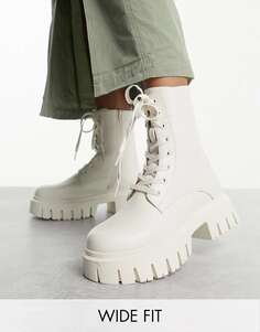 Белые массивные ботинки на шнуровке ASOS Wide Fit Anchor