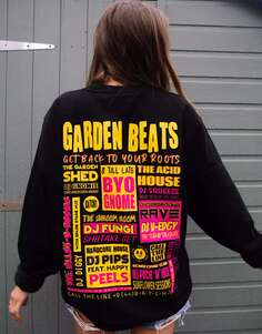 Черный свитшот унисекс Garden Beats Festival с плакатом и плакатом Batch1