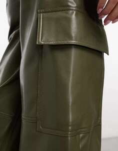 Зеленые свободные брюки карго из искусственной кожи в стиле 90-х годов Abercrombie &amp; Fitch Curve Love