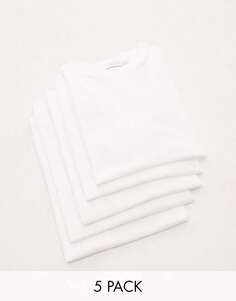 Комплект классических футболок Topman (5 штук) белого цвета