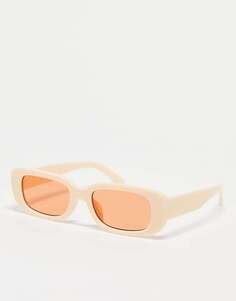 Бежевые массивные прямоугольные солнцезащитные очки AJ Morgan Callie