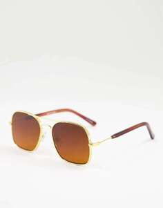 Золотые солнцезащитные очки-авиаторы Spitfire Born to Lose с коричневыми линзами