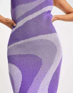 Сиреневое мини-платье-комбинация с овальным вырезом Weekday