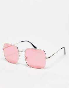 Розовые солнцезащитные очки в металлической оправе South Beach квадратной формы