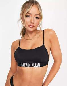 Черный бикини-топ без косточек с логотипом Calvin Klein