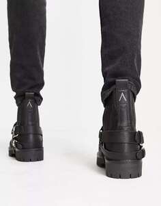 Черные кожаные ботинки челси со съемной ремнем ASRA bruno