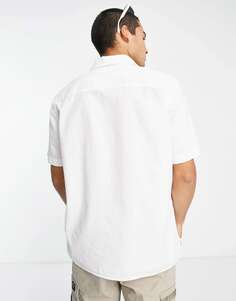 Белая рубашка с короткими рукавами из жатого хлопка Selected Homme revere