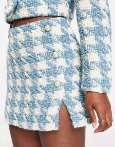 Синяя мини-юбка с пуговицами Miss Selfridge