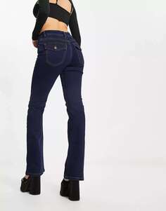 Темно-синие расклешенные джинсы с низкой посадкой и карманами в стиле вестерн ASOS