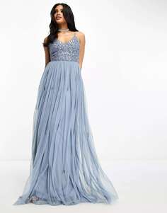 Платье макси 2 в 1 Beauut Bridesmaid с декорированным верхом и тюлевой юбкой синего цвета