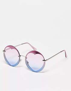 Фествиальные солнцезащитные очки в форме круглого сердца Jeepers Peepers с фиолетовым/синим эффектом омбре