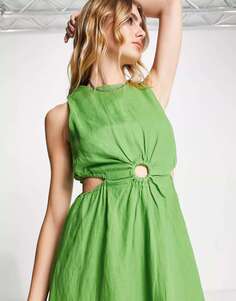Светло-зеленое платье миди с кольцами Mango