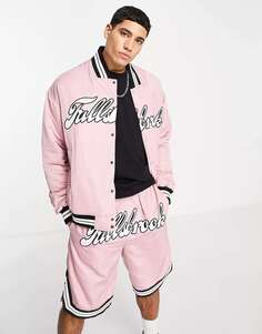Розовая университетская куртка Topman с вышивкой