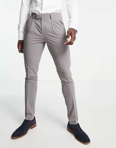 Костюмные брюки-скинни Noak &apos;Tower Hill&apos; серого цвета из камвольной смеси шерсти и стрейча