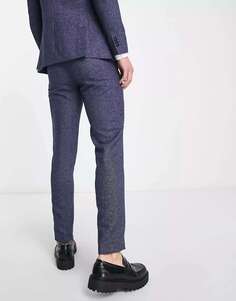 Суперузкие твидовые костюмные брюки Jack &amp; Jones Premium синего цвета