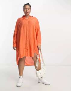Оранжевое мини-платье-рубашка Only Curve