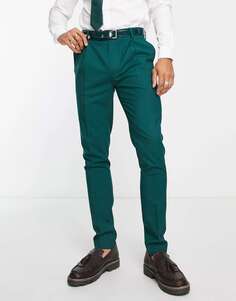 Лесно-зеленые брюки-скинни из шерсти премиум-класса Noak