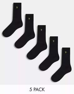 5 пар спортивных носков Farah tommley черного цвета