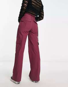 Широкие брюки-карго Heartbreak ярко-красного цвета со съемной цепочкой