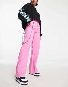 Розовые широкие брюки карго Heartbreak со съемной цепочкой