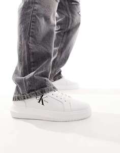 Белые кроссовки с монограммой и монограммой на шнуровке Calvin Klein Jeans