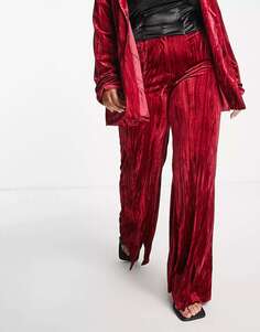 Расклешенные брюки из бархата рубиново-красного цвета Extro &amp; Vert