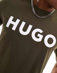Темно-зеленая футболка с логотипом HUGO Dulivio Hugo Red