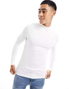 Белая футболка с длинными рукавами и высоким воротником ASOS