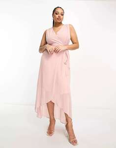 Лиловато-лиловое шифоновое платье макси с запахом и запахом TFNC Bridesmaid