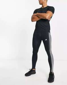 Черные леггинсы с 3 полосками adidas Training Tech Fit adidas performance