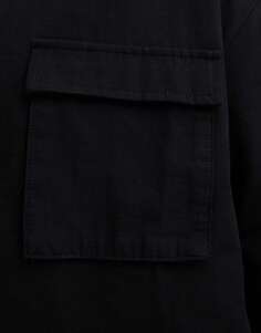 Черная свободная рубашка свободного кроя с длинными рукавами COLLUSION