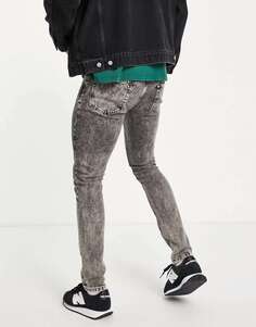 Черные эластичные джинсы скинни с многослойной молнией Topman